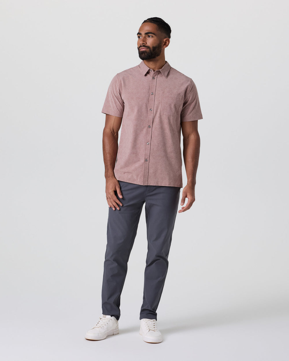 Vuori Short Sleeve Bridge Button Down Zion Rose Water Lily