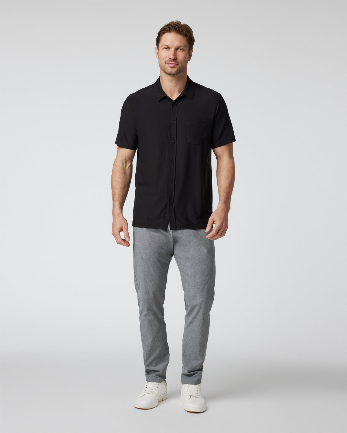 Vuori Short Sleeve Strato Button Down Men's Black Shirt