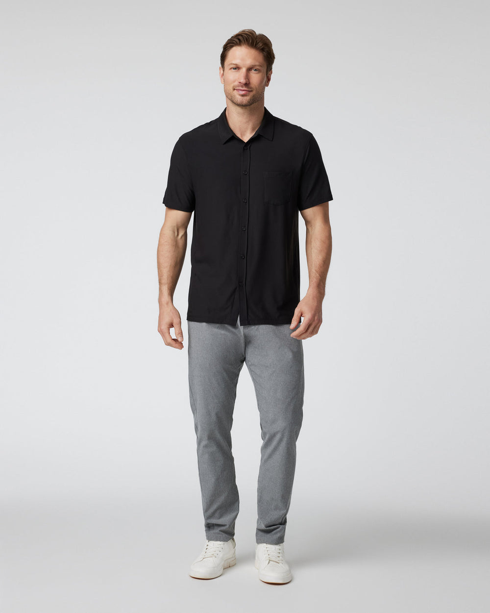 Vuori Short Sleeve Strato Button Down Men's Black Shirt