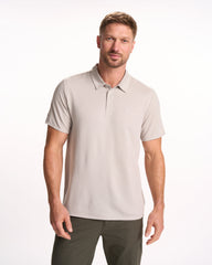 Vuori Knit Twill Polo Men's Beachsand Heather Golf Polo