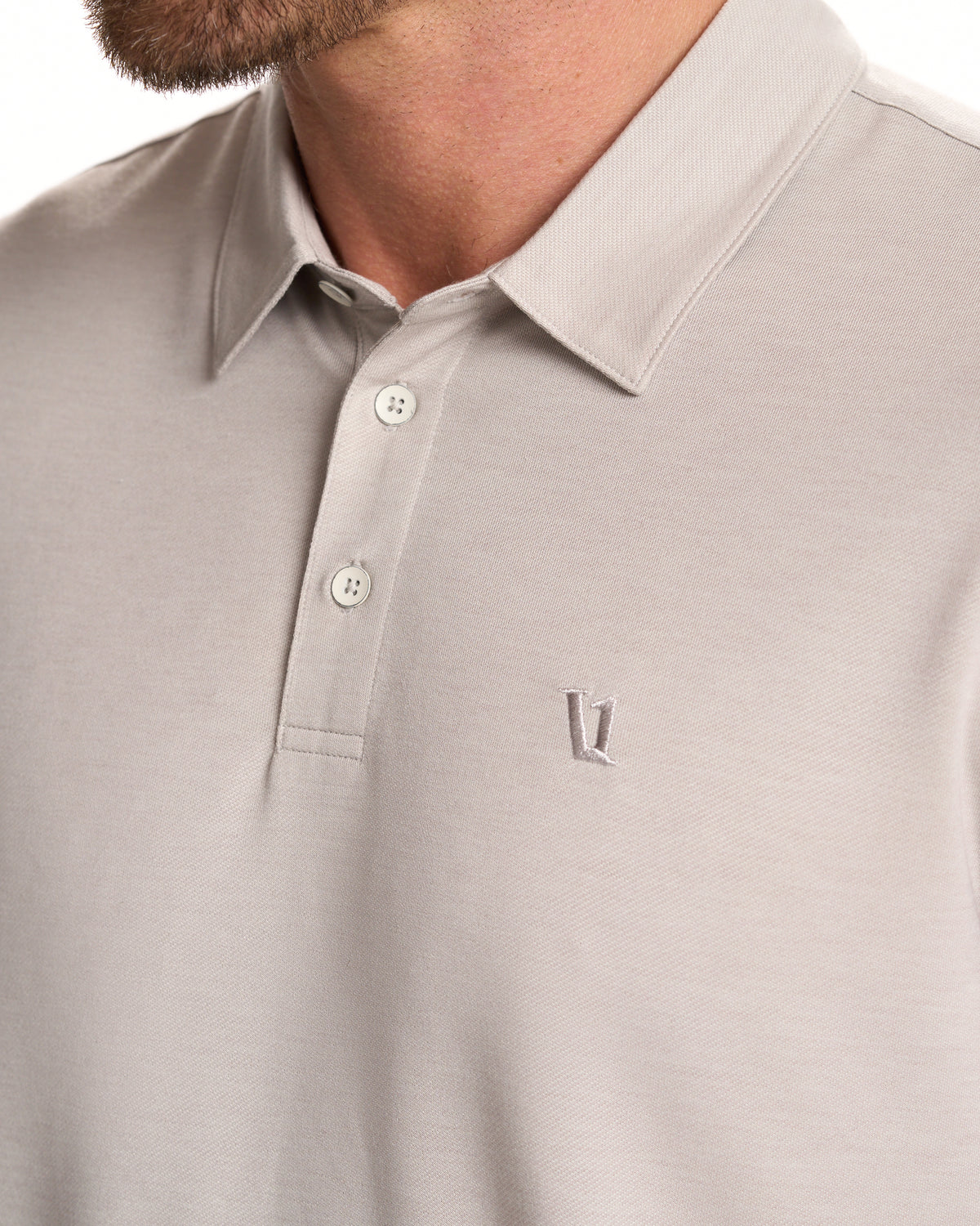 Vuori Knit Twill Polo Men's Beachsand Heather Golf Polo