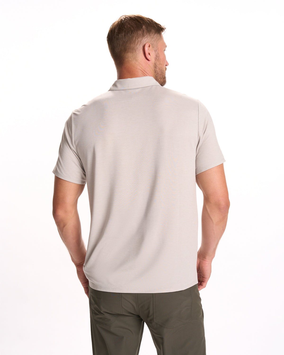 Vuori Knit Twill Polo Men's Beachsand Heather Golf Polo