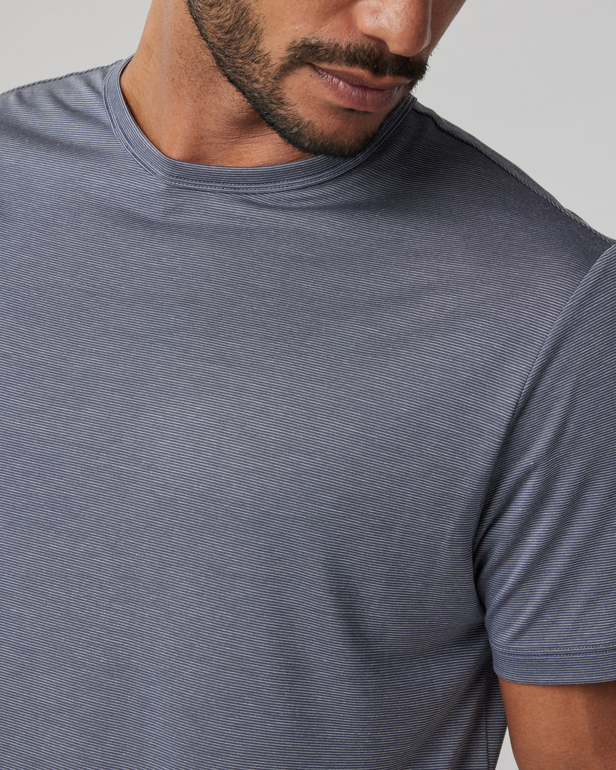 Vuori Short Sleeve Marina Stripe Tee Dark Pewter Run Shirt