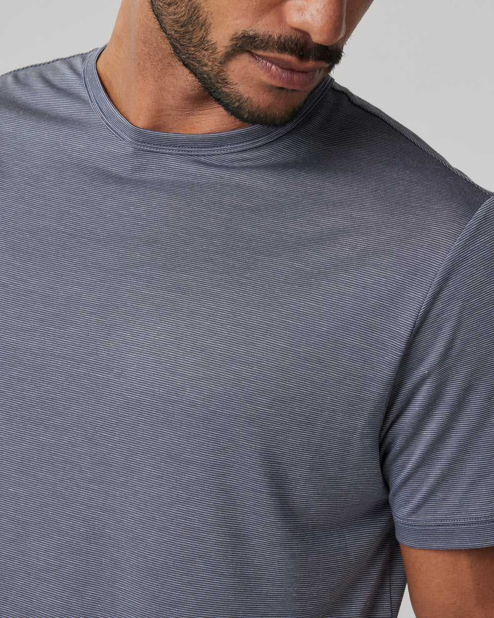Vuori Short Sleeve Marina Stripe Tee Dark Pewter Run Shirt