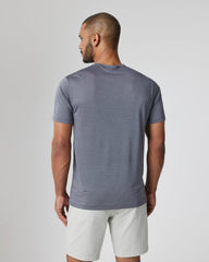 Vuori Short Sleeve Marina Stripe Tee Dark Pewter Run Shirt