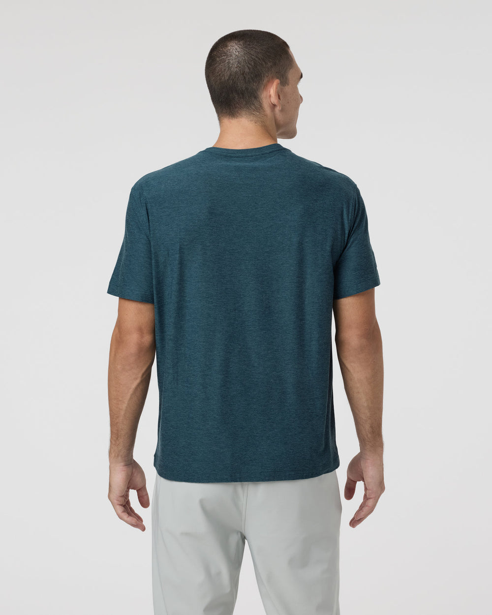 Vuori Short Sleeve Strato Pocket Tee - Relaxed Fit Light Deep Sea Heather