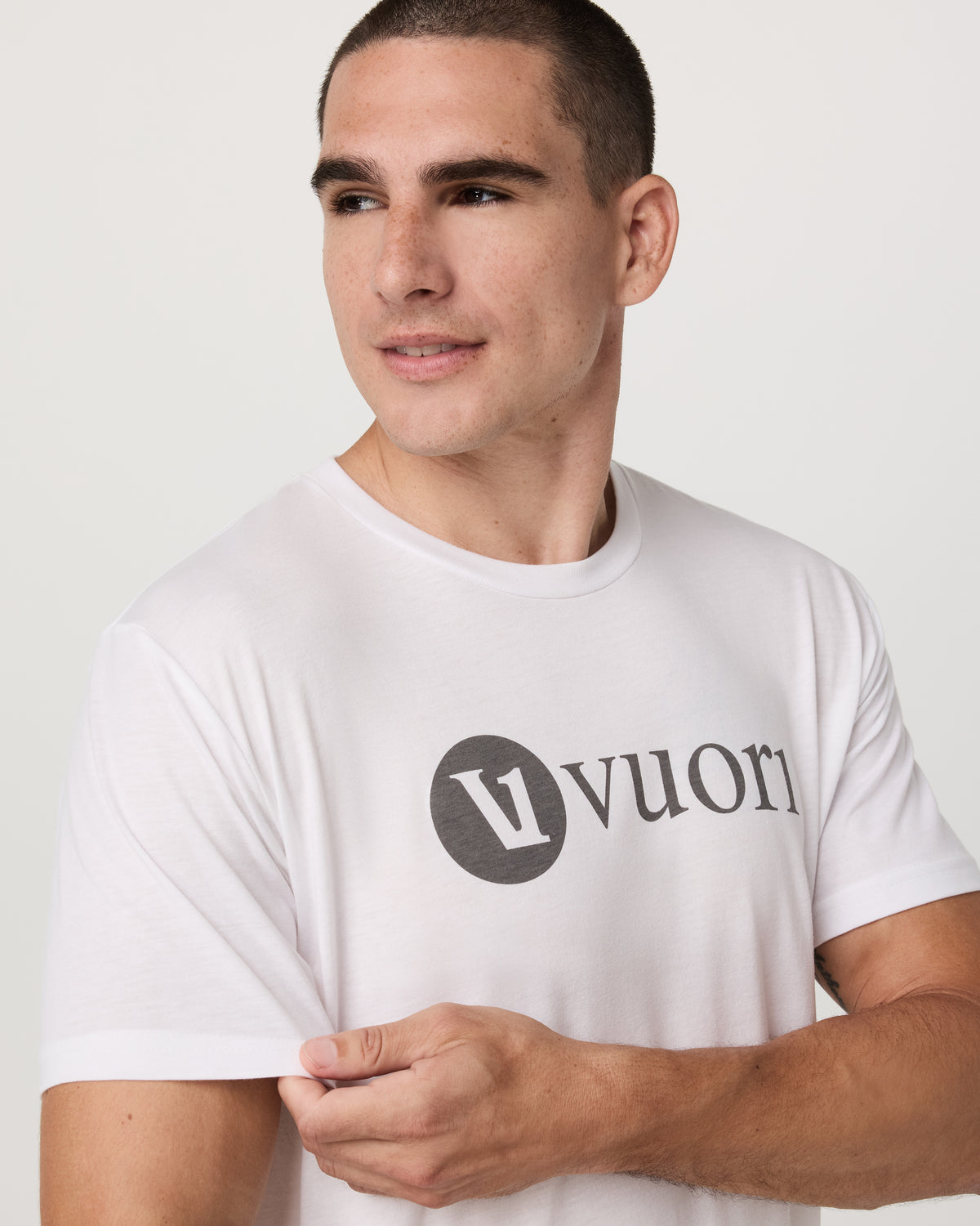 Vuori V1 Vuori Wordmark Logo Tee Men's White Logo T-Shirt