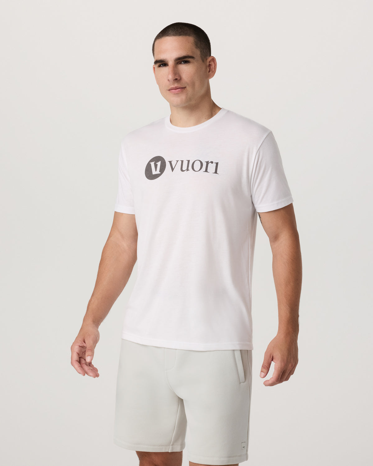 Vuori V1 Vuori Wordmark Logo Tee Men's White Logo T-Shirt