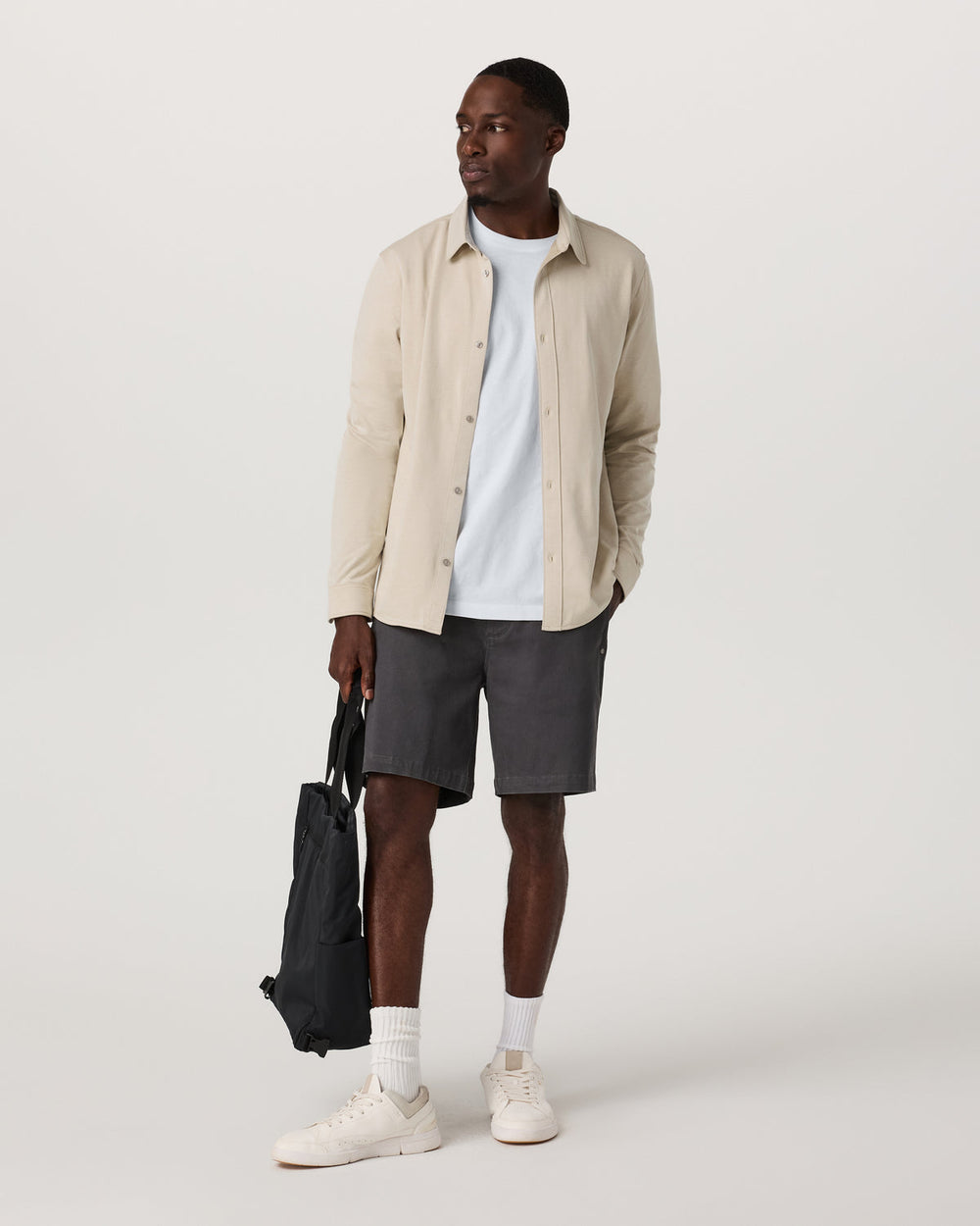 Vuori Long Sleeve Knit Oxford Button Down Men's Trench Shirt