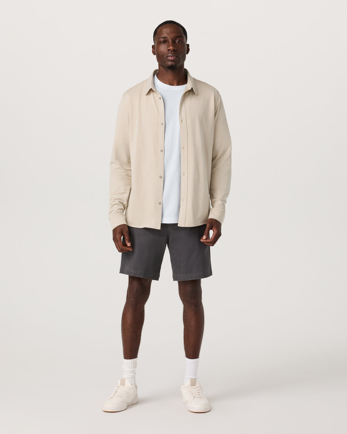 Vuori Long Sleeve Knit Oxford Button Down Men's Trench Shirt