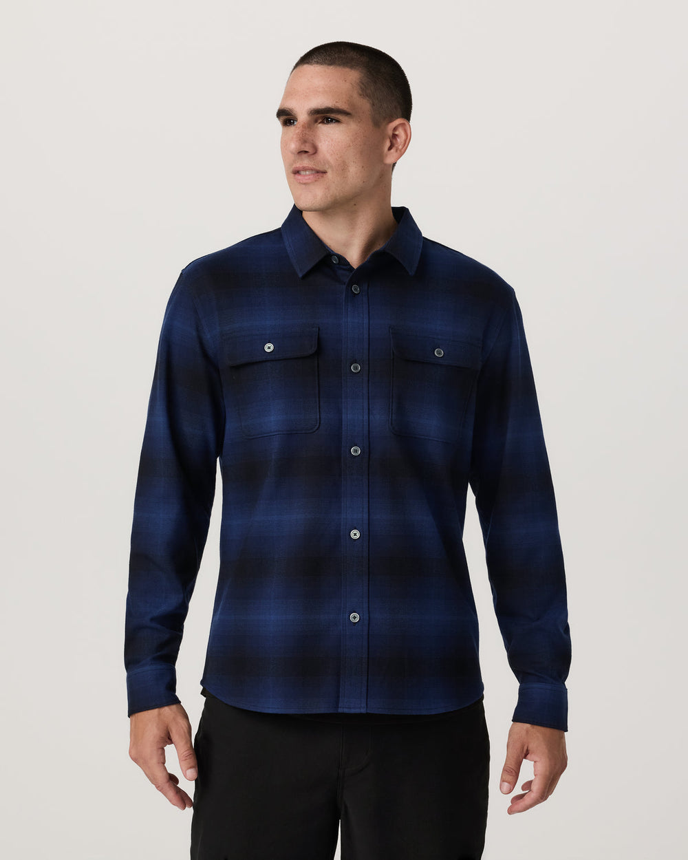 Vuori Long Sleeve Flannel Button Down Men's Blue Coast Shirt