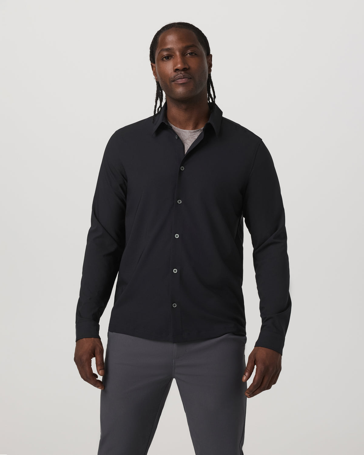 Vuori Long Sleeve Manhattan Button Down Men's Black Shirt
