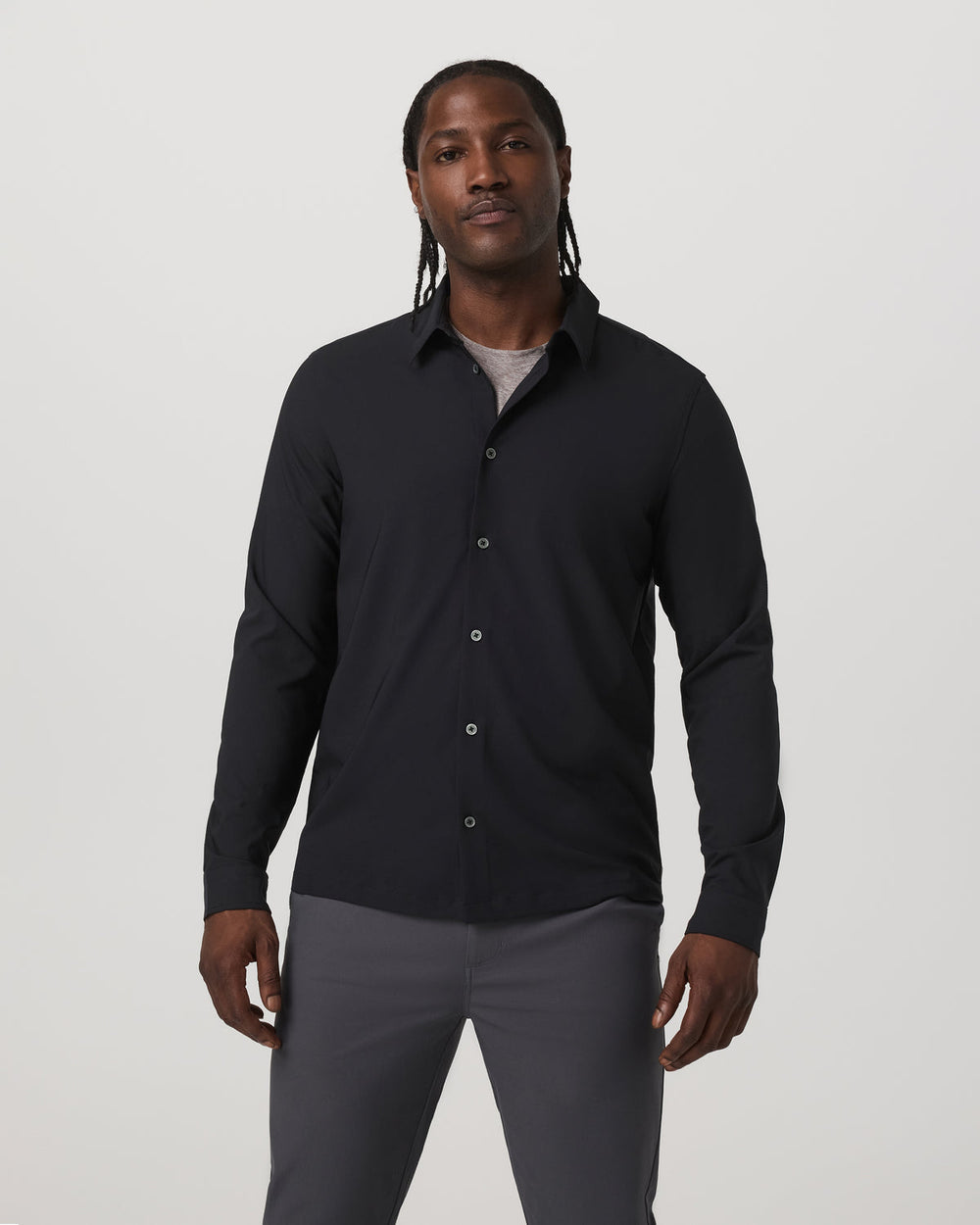 Vuori Long Sleeve Manhattan Button Down Men's Black Shirt