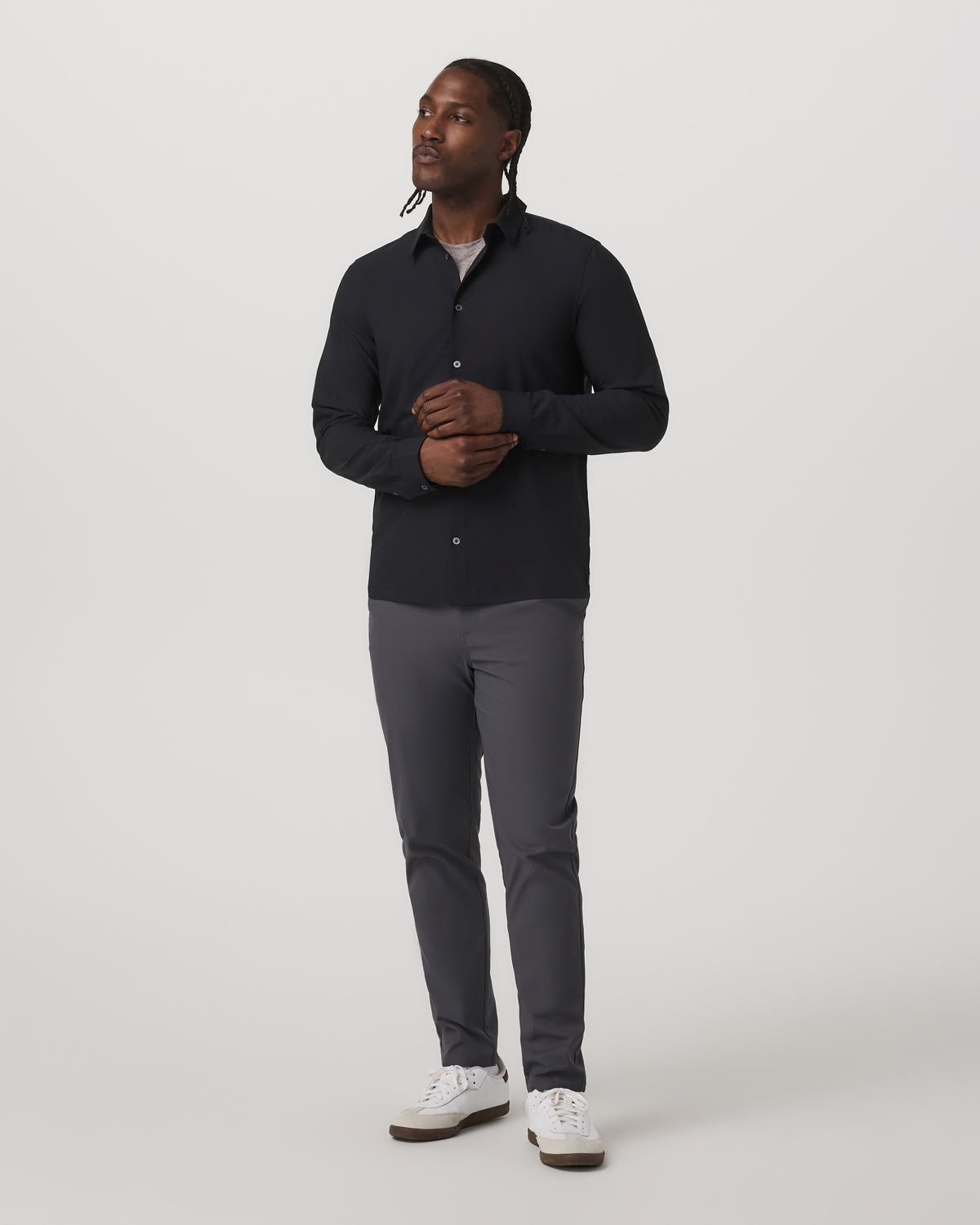 Vuori Long Sleeve Manhattan Button Down Men's Black Shirt