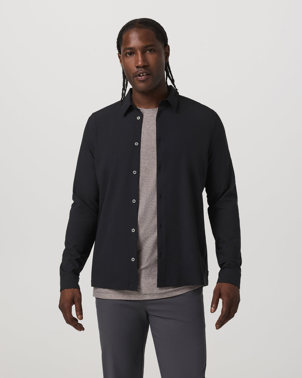Vuori Long Sleeve Manhattan Button Down Men's Black Shirt