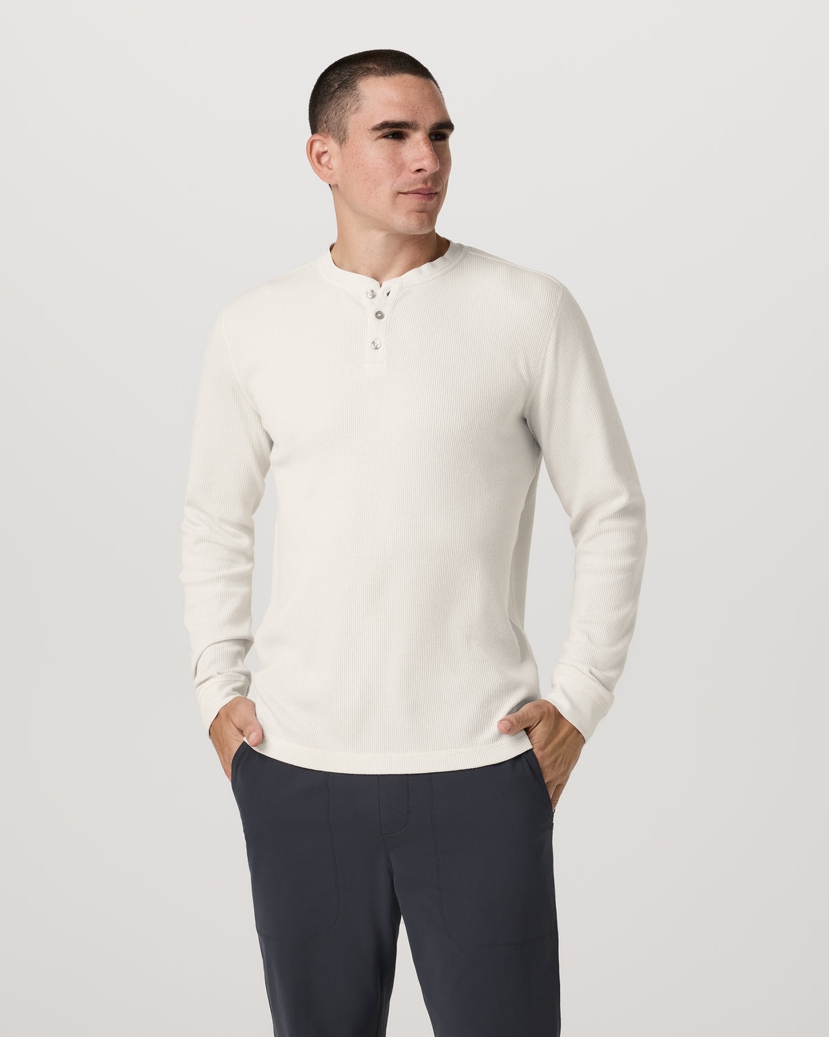 Vuori Waffle Henley Men's Marshmallow Henley Top