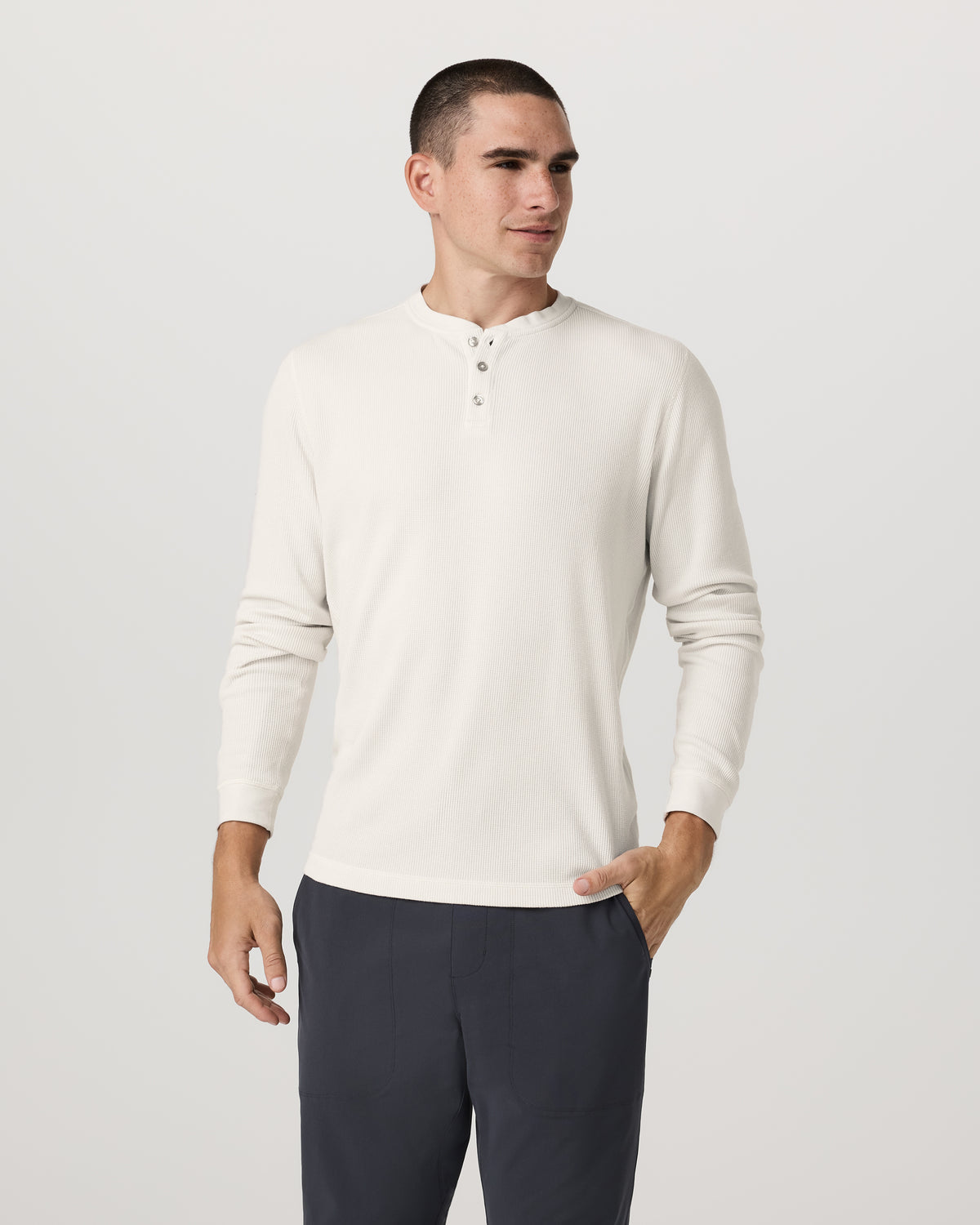 Vuori Waffle Henley Men's Marshmallow Henley Top