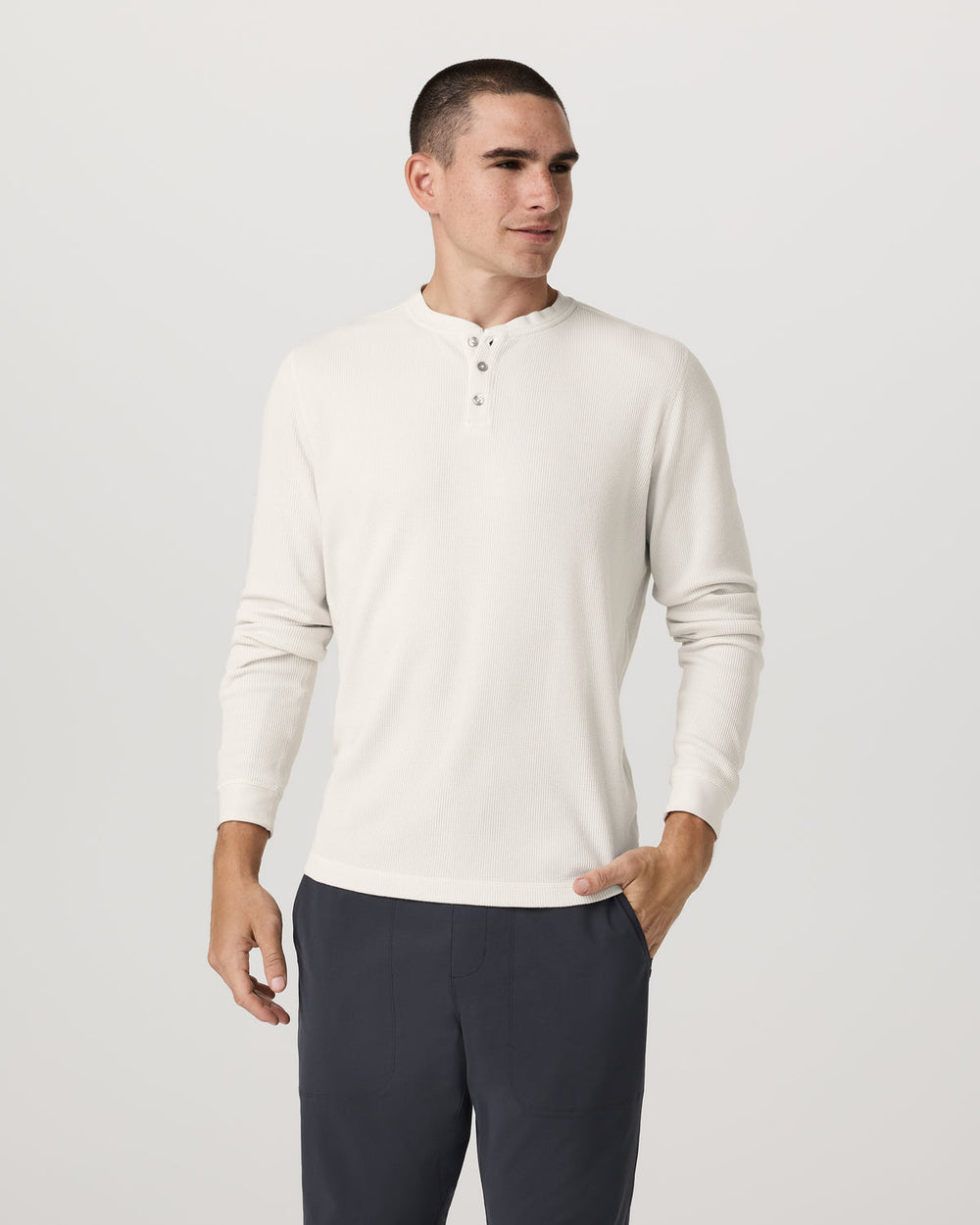 Vuori Waffle Henley Men's Marshmallow Henley Top