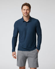 Vuori Long Sleeve Strato Tech Polo Navy Heather Blue Polo
