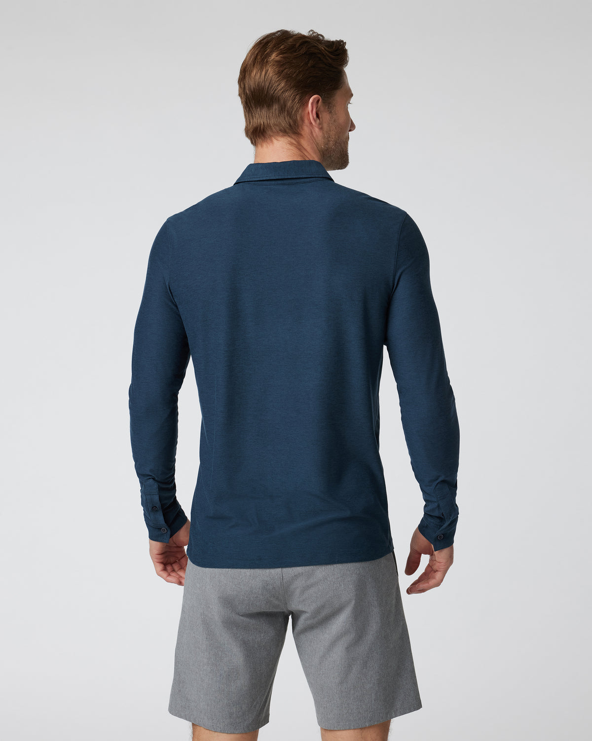Vuori Long Sleeve Strato Tech Polo Navy Heather Blue Polo