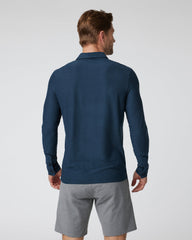 Vuori Long Sleeve Strato Tech Polo Navy Heather Blue Polo