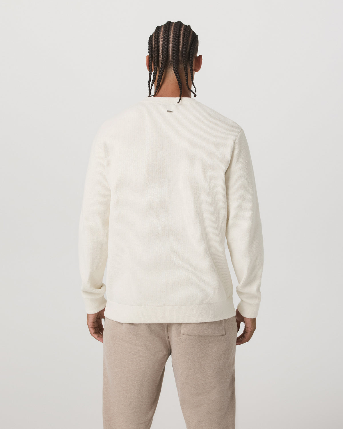 Vuori Midweight Rib Sweater Men's Ivory Ribbed Knit Sweater