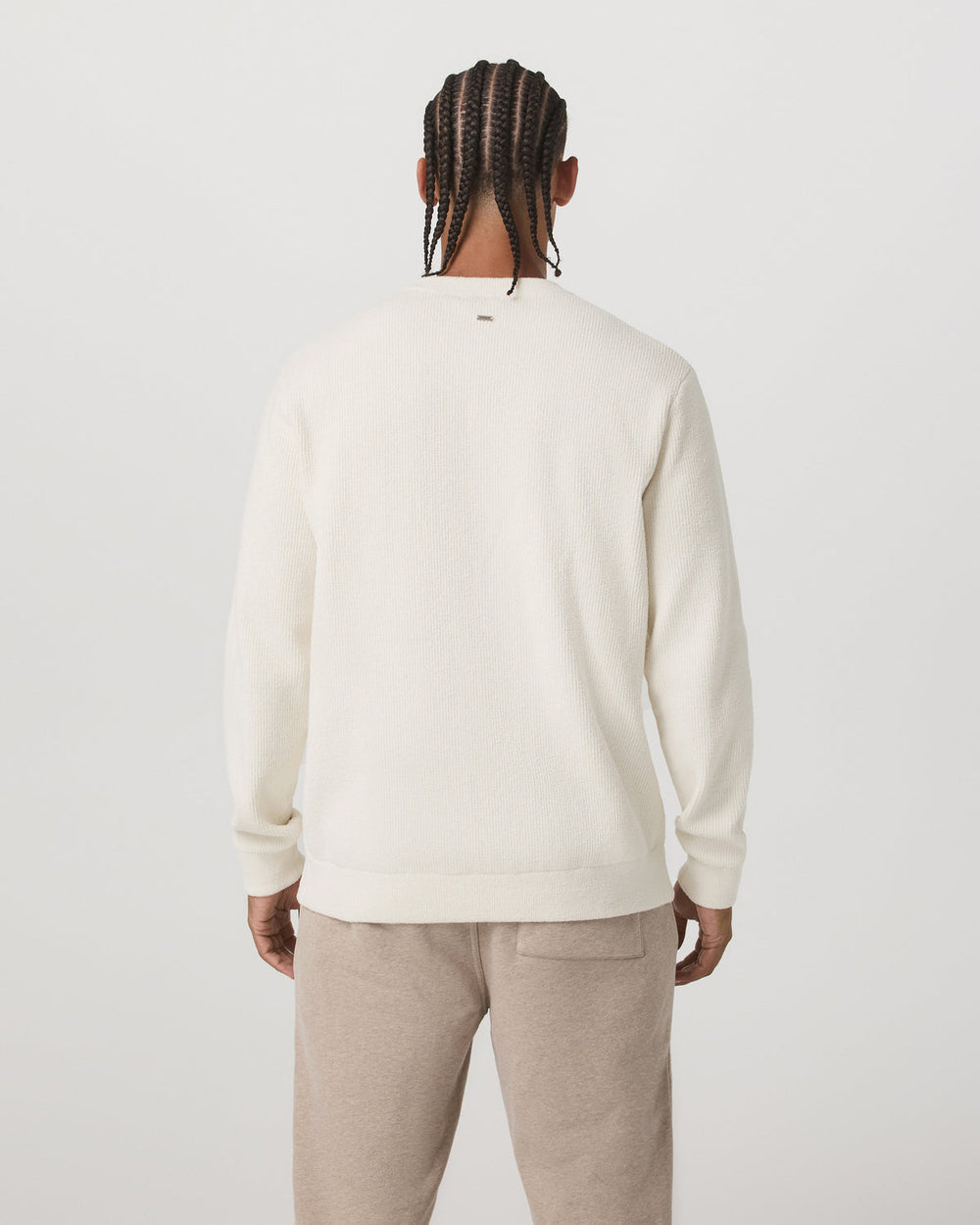 Vuori Midweight Rib Sweater Men's Ivory Ribbed Knit Sweater