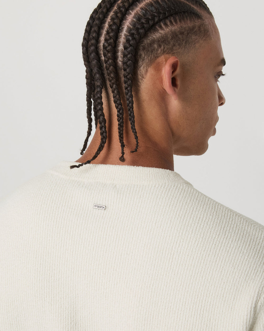 Vuori Midweight Rib Sweater Men's Ivory Ribbed Knit Sweater