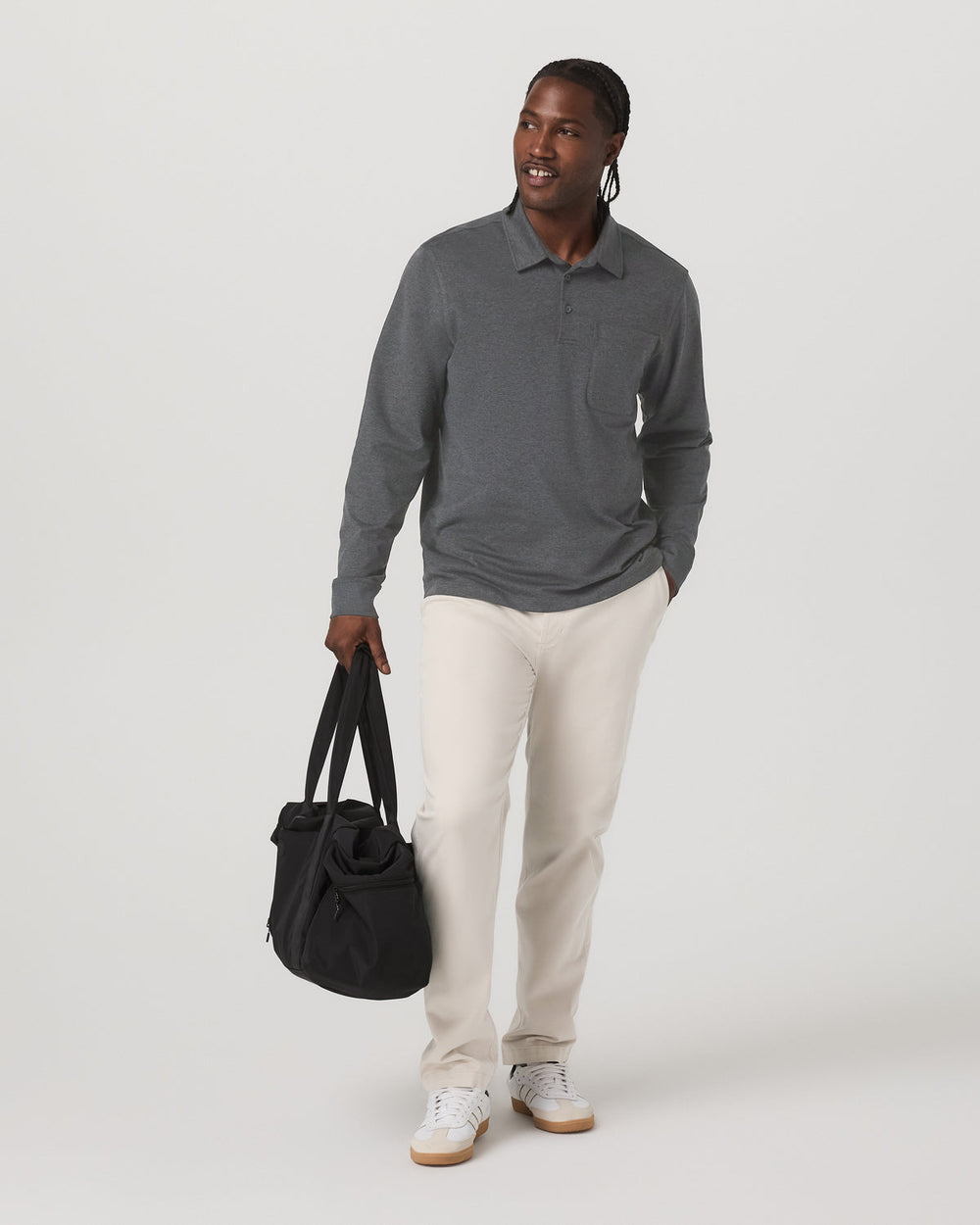 Vuori Men's Long Sleeve Coronado Rugby Charcoal Heather