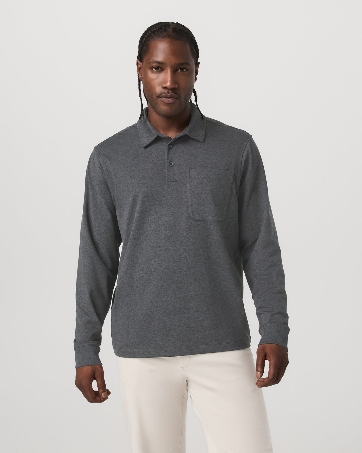Vuori Men's Long Sleeve Coronado Rugby Charcoal Heather