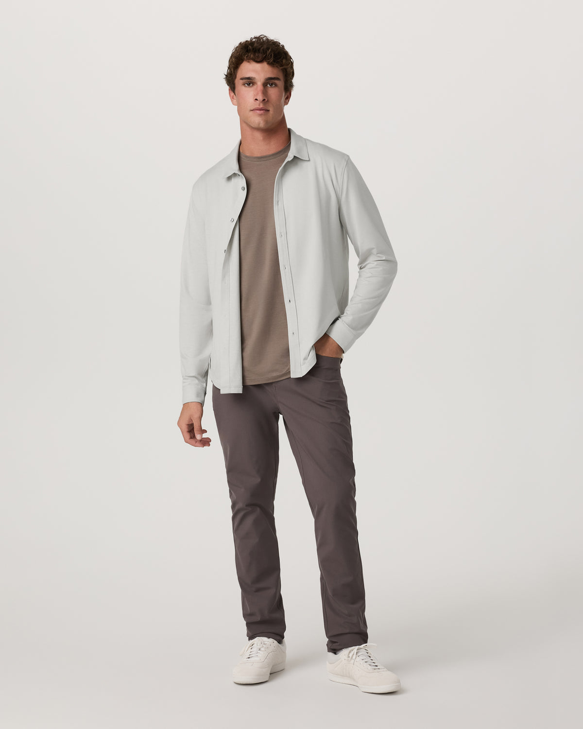 Vuori Men's Long Sleeve Ponto Button Down Salt Heather
