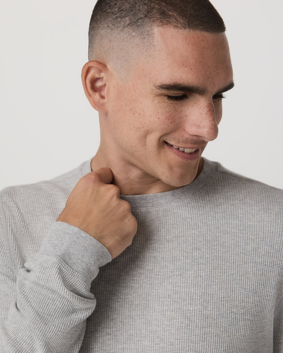 Vuori Waffle Crew Men's Light Grey Thermal Shirt