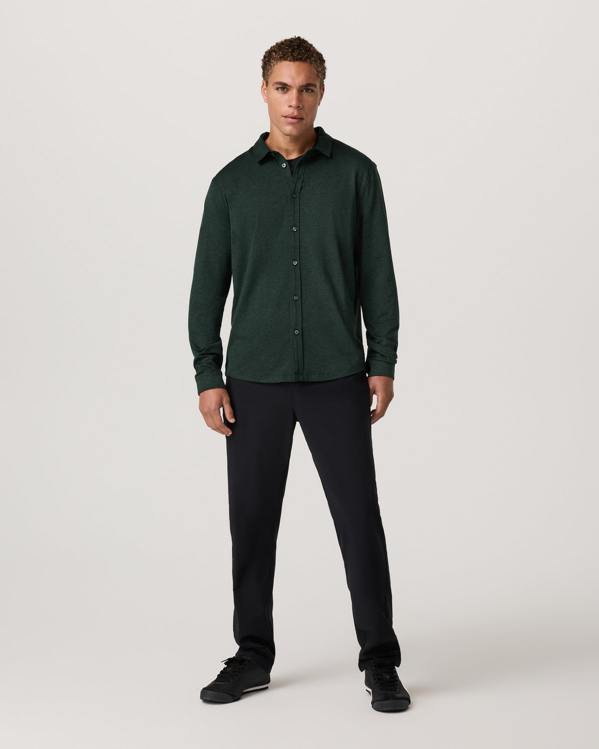 Vuori Men's Long Sleeve Ponto Button Down Evergreen Heather
