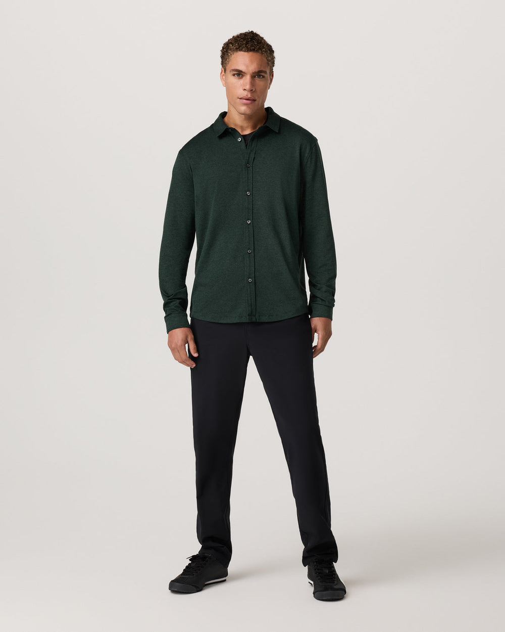 Vuori Men's Long Sleeve Ponto Button Down Evergreen Heather