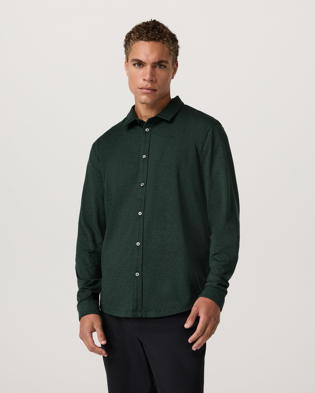 Vuori Men's Long Sleeve Ponto Button Down Evergreen Heather
