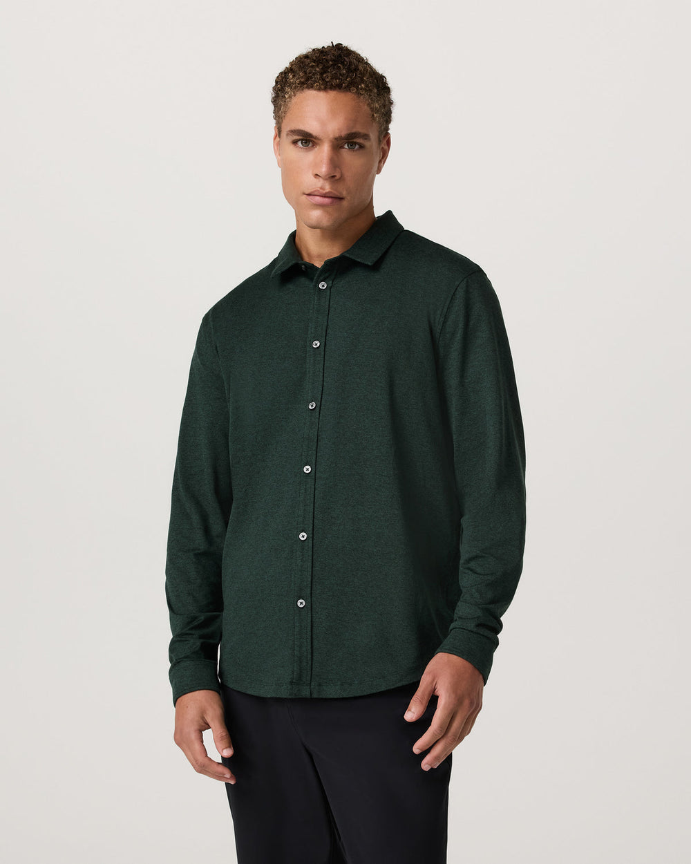Vuori Men's Long Sleeve Ponto Button Down Evergreen Heather