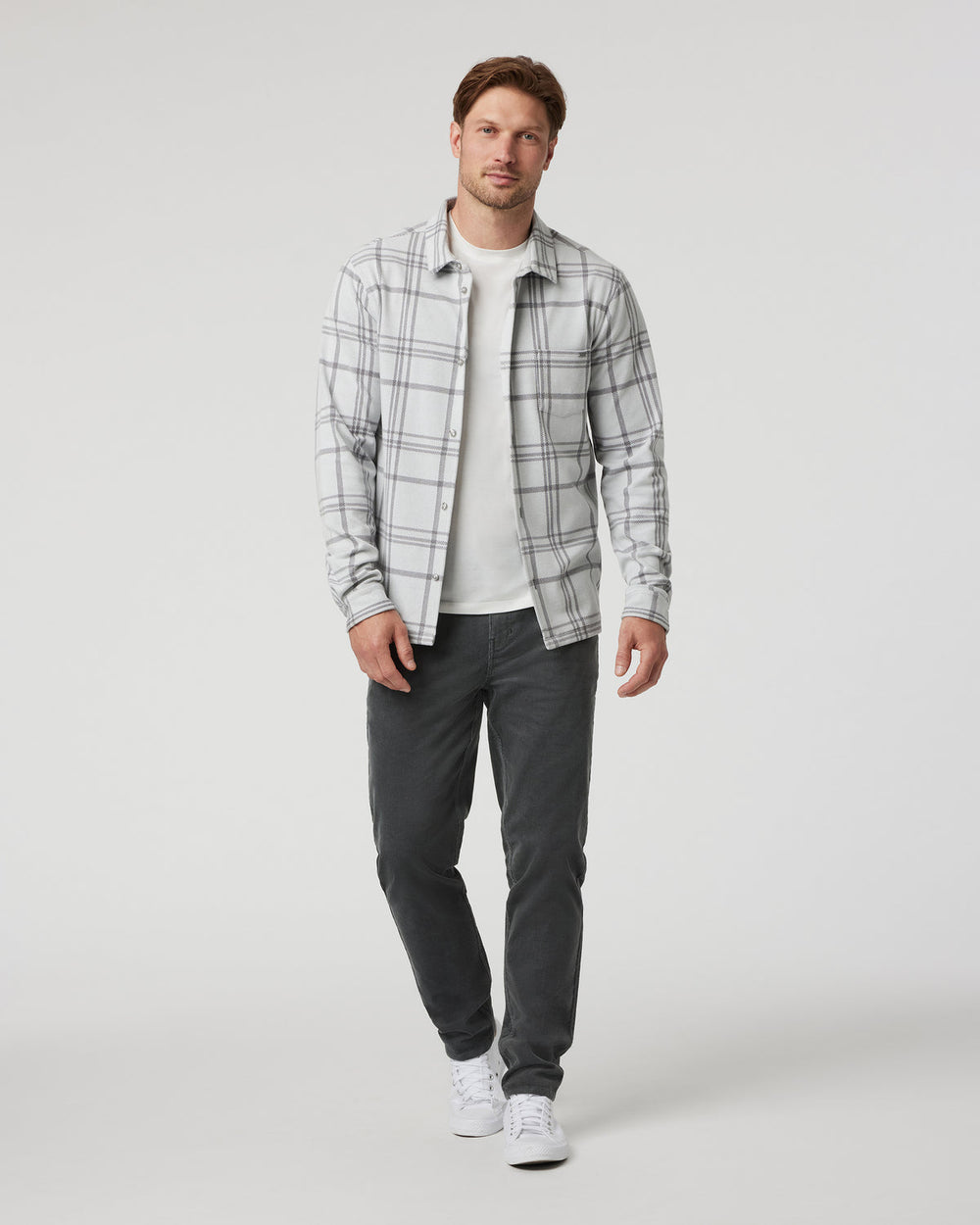 Vuori Seaview Plaid Buttondown Shirt Frost Grey