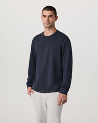 Vuori Long Sleeve Heavyweight Cotton Tee Men's Navy Shirt