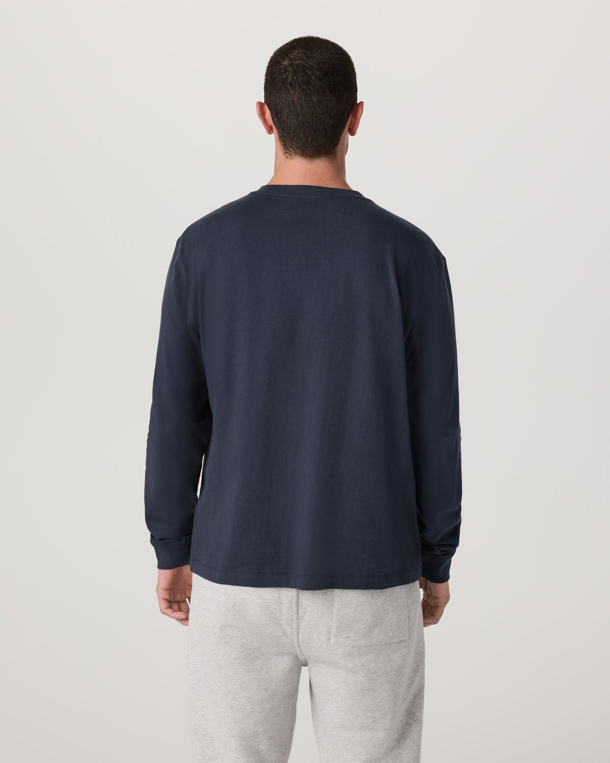 Vuori Long Sleeve Heavyweight Cotton Tee Men's Navy Shirt