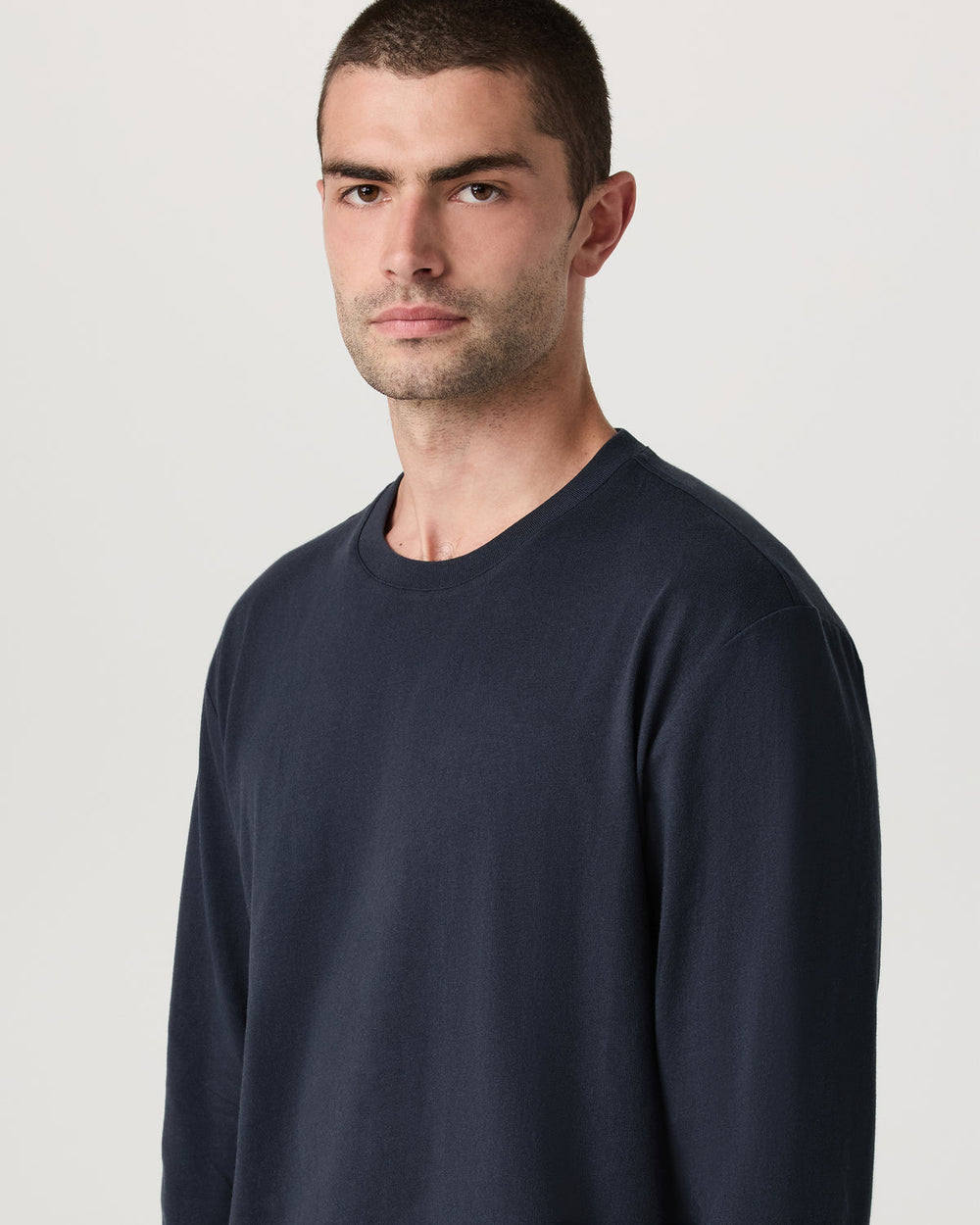 Vuori Long Sleeve Heavyweight Cotton Tee Men's Navy Shirt