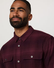 Vuori Long Sleeve Flannel Button Down Men's Raisin Shirt