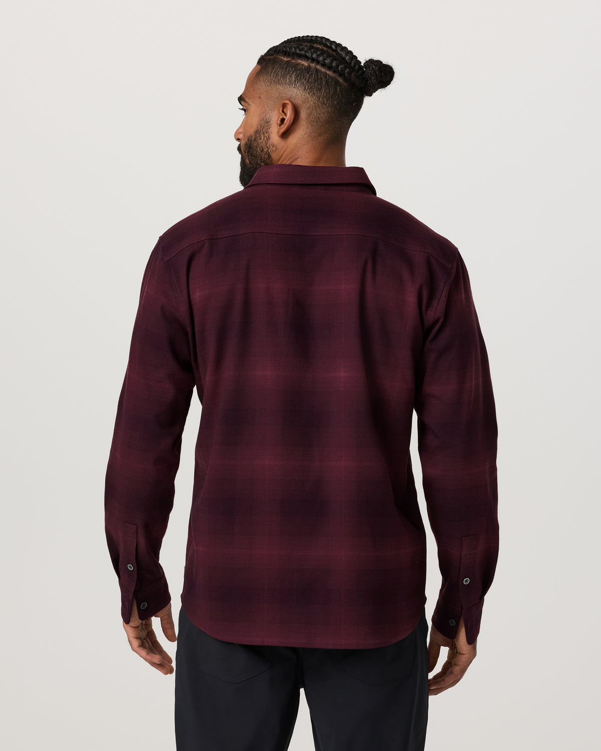 Vuori Long Sleeve Flannel Button Down Men's Raisin Shirt