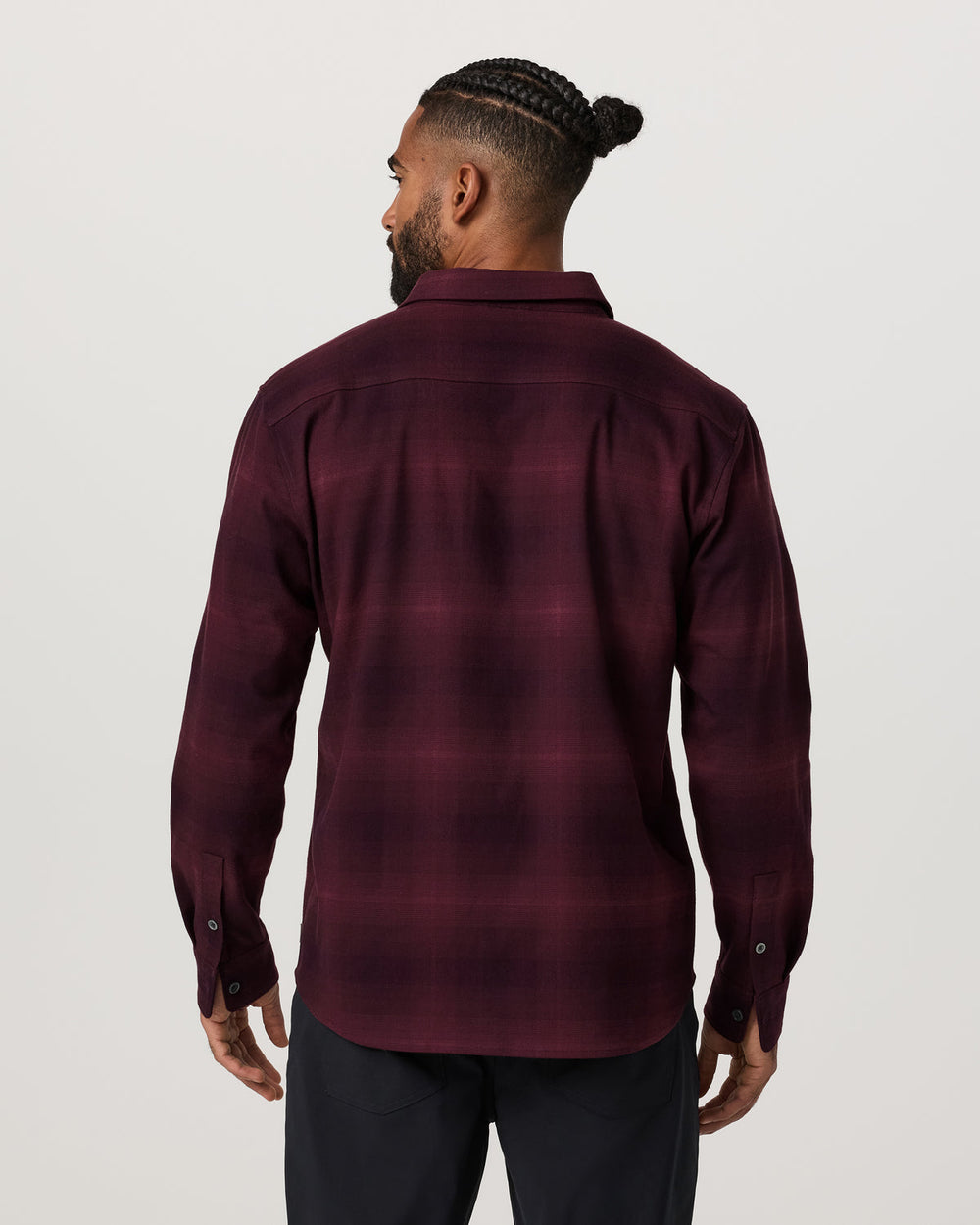 Vuori Long Sleeve Flannel Button Down Men's Raisin Shirt