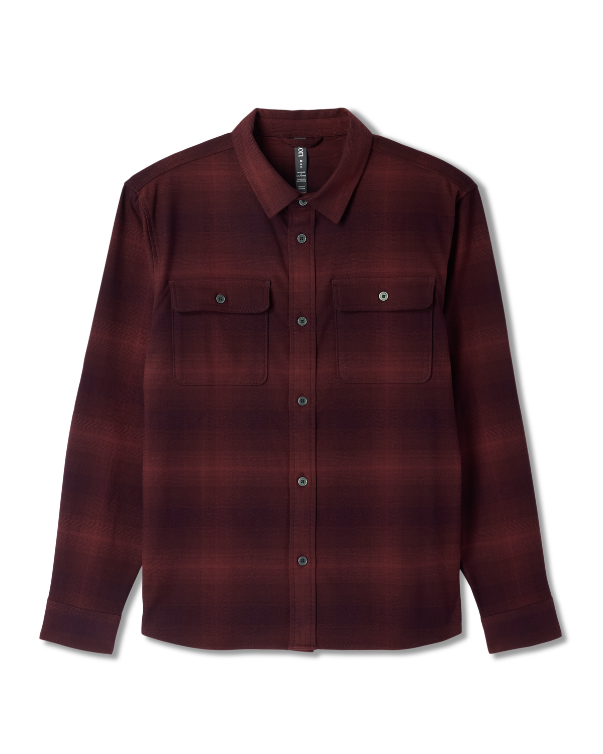 Vuori Long Sleeve Flannel Button Down Men's Raisin Shirt