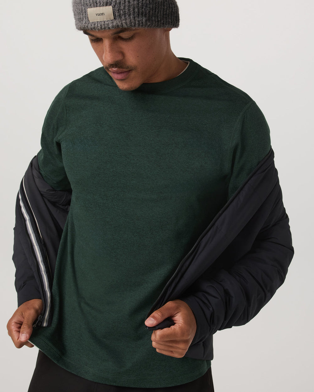 Vuori Long Sleeve Ponto Performance Tee Evergreen Heather