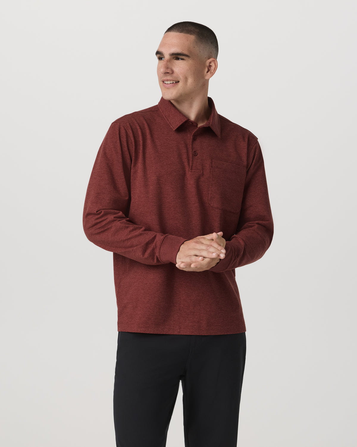 Vuori Men's Long Sleeve Coronado Rugby Spiced Apple Heather