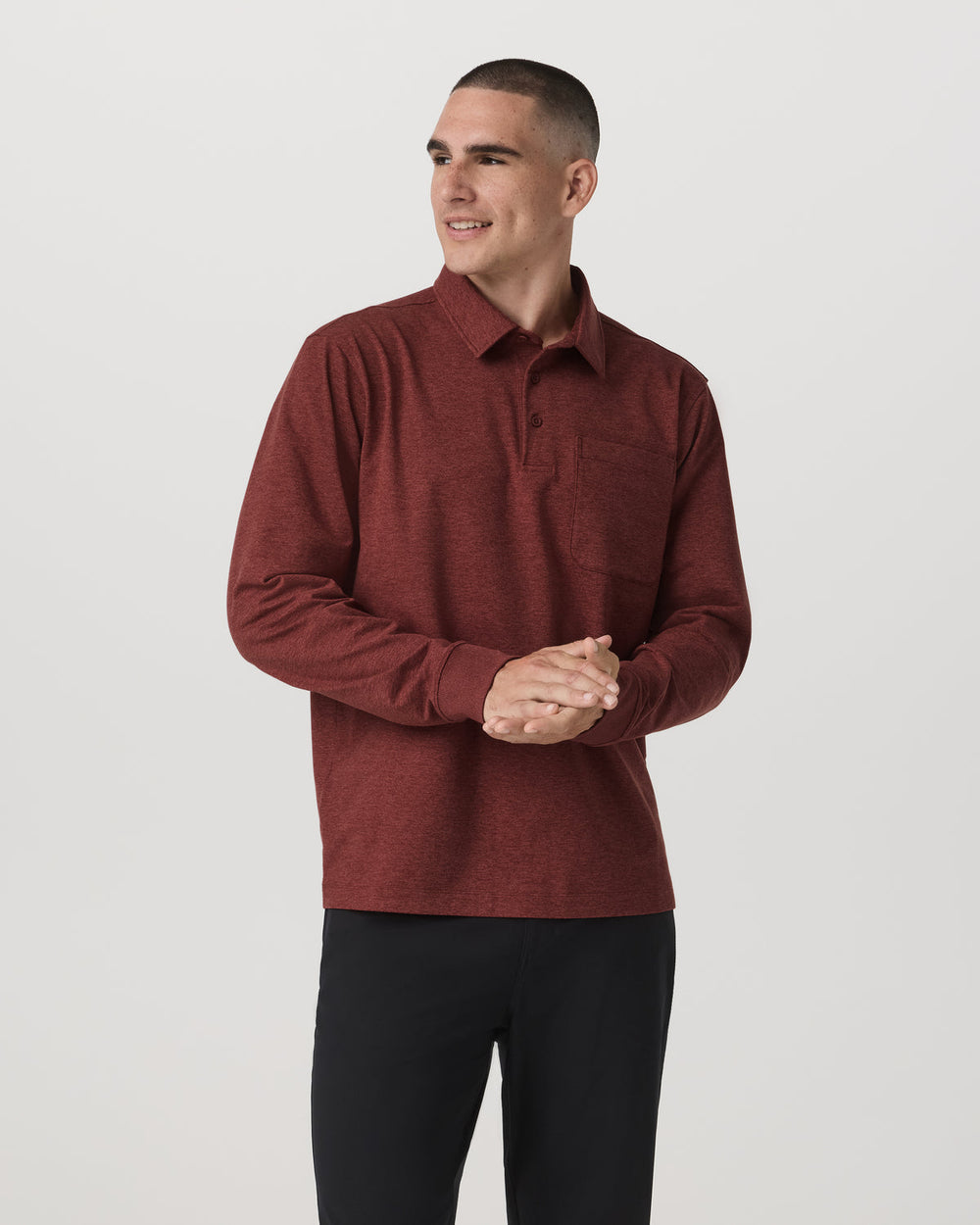 Vuori Men's Long Sleeve Coronado Rugby Spiced Apple Heather