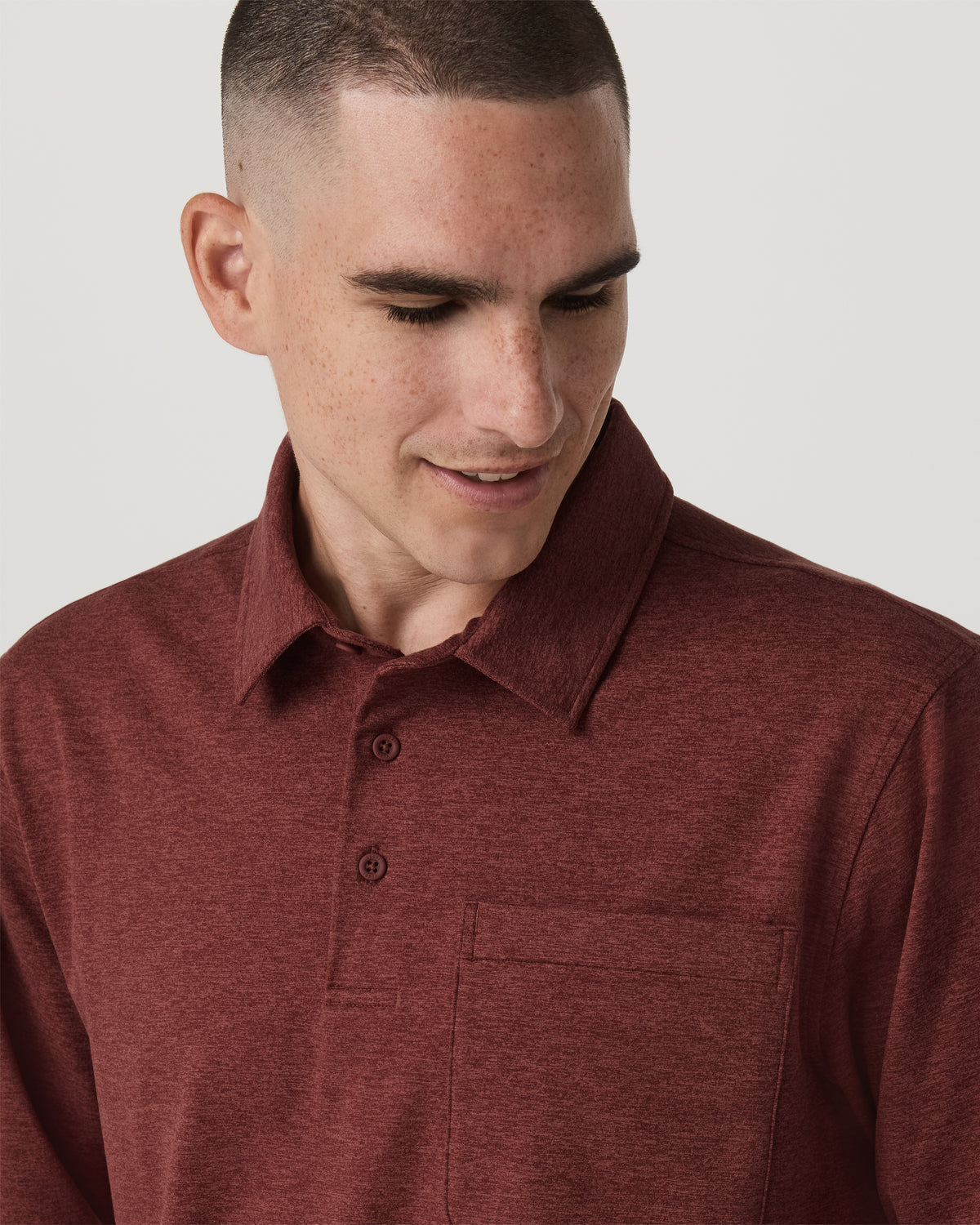 Vuori Men's Long Sleeve Coronado Rugby Spiced Apple Heather