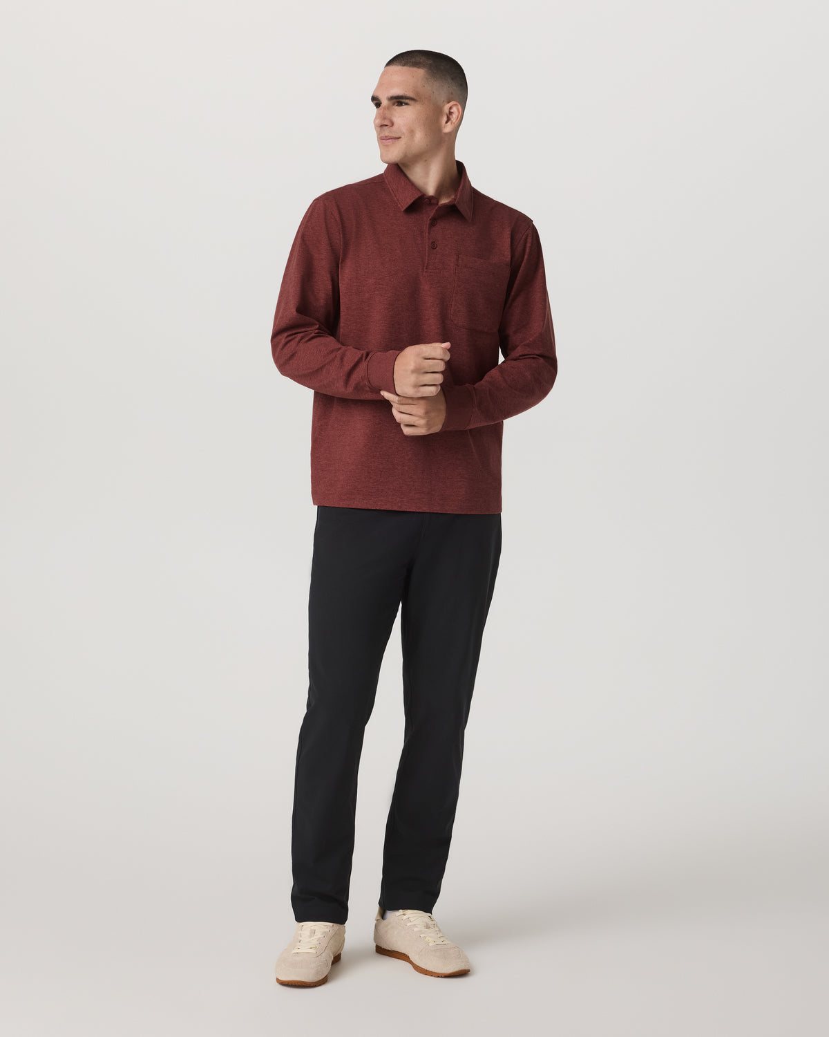 Vuori Men's Long Sleeve Coronado Rugby Spiced Apple Heather