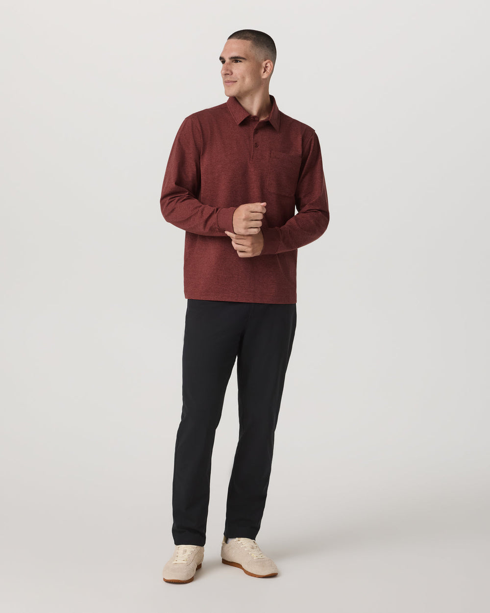 Vuori Men's Long Sleeve Coronado Rugby Spiced Apple Heather